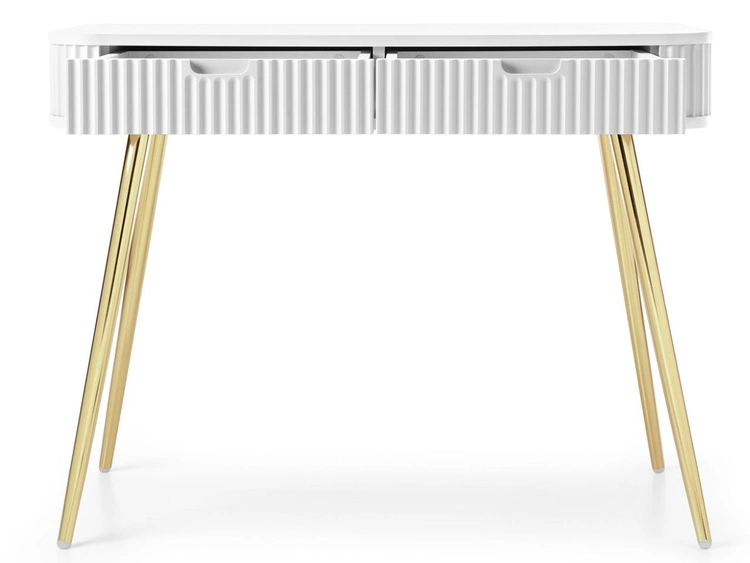 Toaletka z złotymi metalowymi nogami Viva Biała