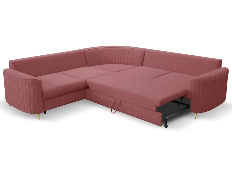 Narożnik L Prawy z funkcją spania i pojemnikiem Limon Czerwony