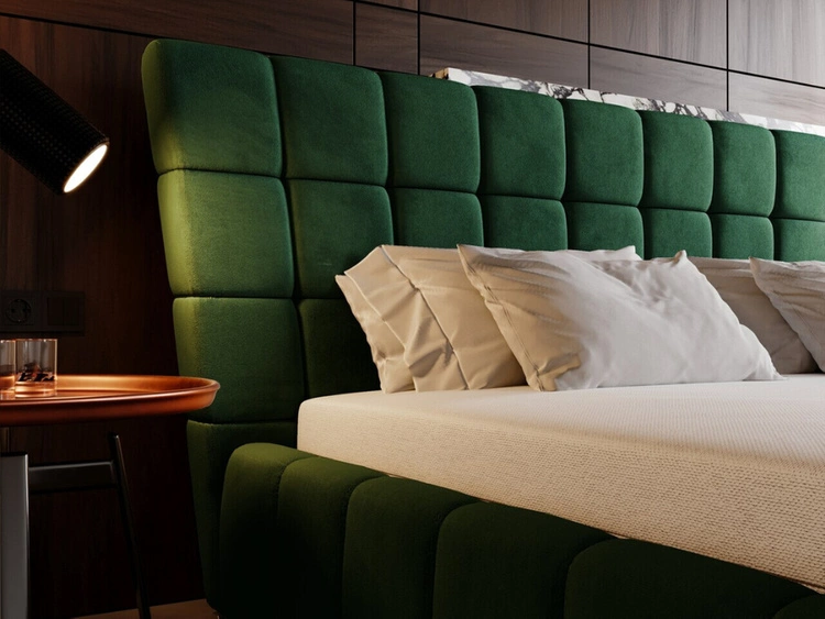 Łóżko tapicerowane z pojemnikiem i stelażem 120x200 cm Paris Zielone