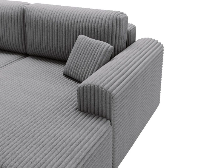 Narożnik z funkcją spania i pojemnikiem Belvio prawy Ciemnoszary