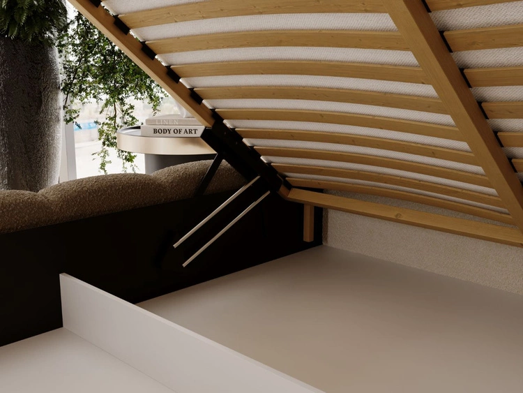 Łóżko tapicerowane z pojemnikiem i stelażem 180x200 Imperial Brązowy