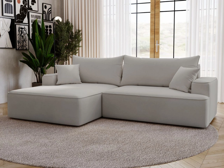 Narożnik L Lewy z funkcją spania i pojemnikiem California Jasnoszary