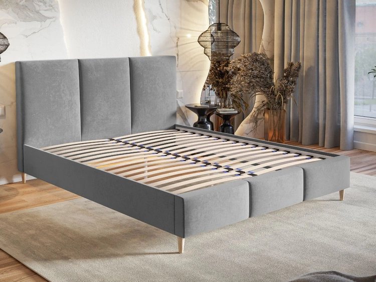 Łóżko tapicerowane ze stelażem 140x200 Trio Czarne