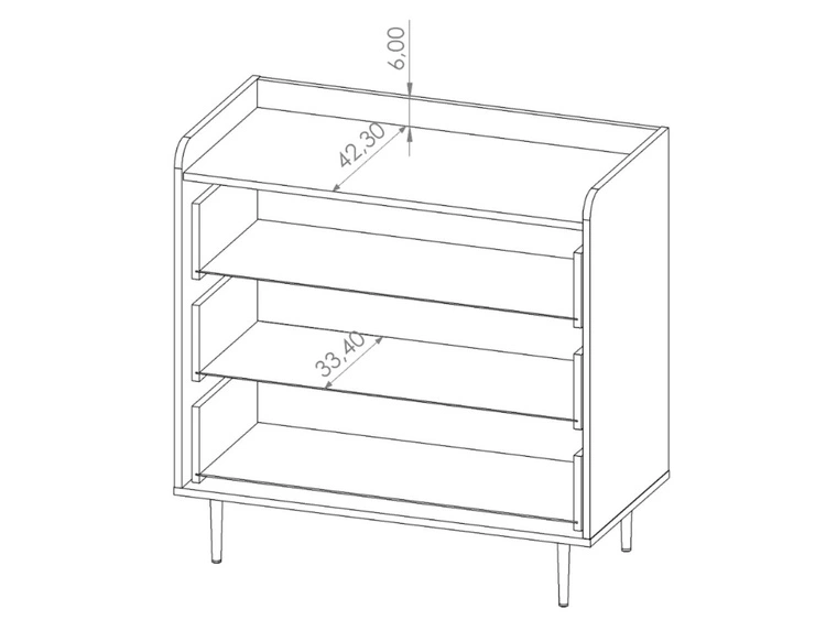 Komoda z trzema szufladami Vasa Brązowa