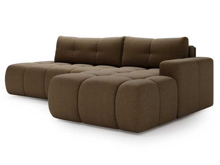 Narożnik L Prawy z funkcją spania i pojemnikiem Montero Brązowy