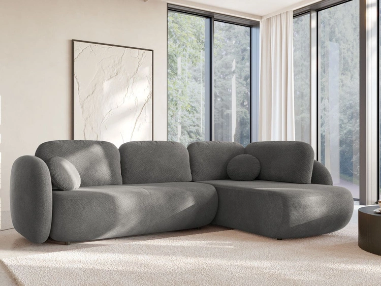 Narożnik z funkcją spania i pojemnikiem Lewy Carino Szary