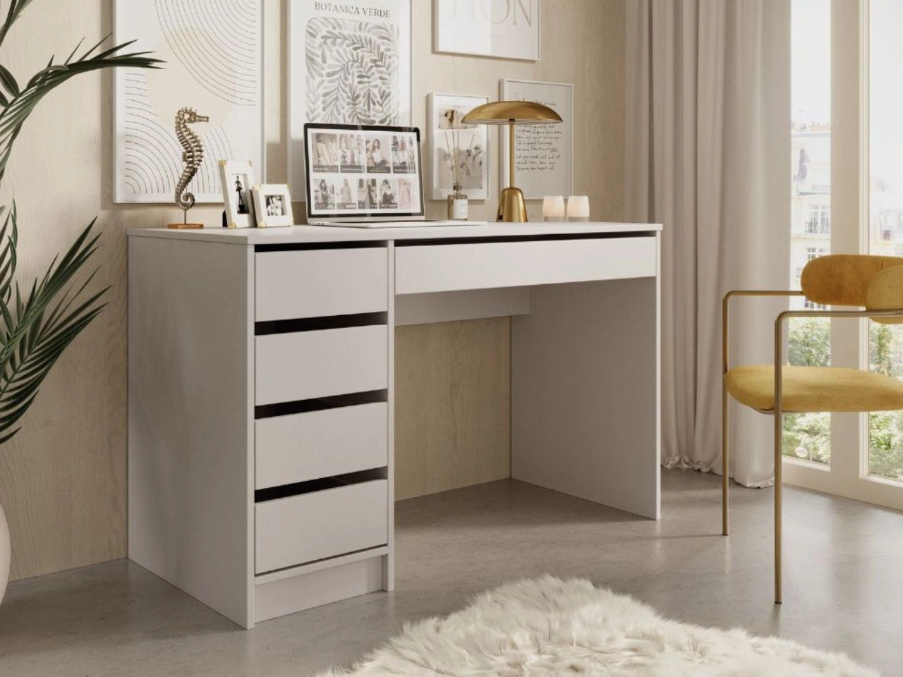 Biurko z szufladami Anes Beżowe