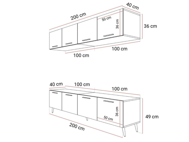 Meblościanka do salonu na czarnych nogach Noaé Czarny połysk