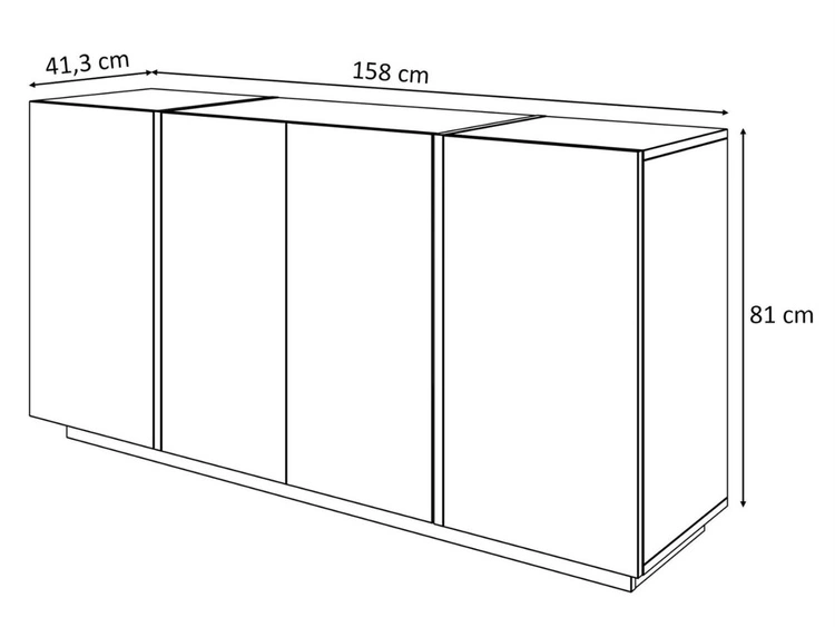 Czterodrzwiowa komoda 158 cm w stylu glamour Lunelie biały połysk