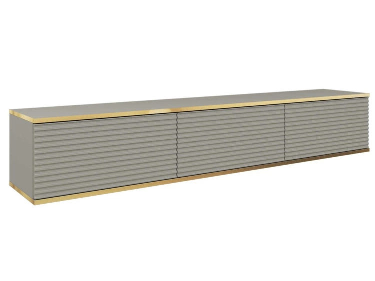 Szafka wisząca pod telewizor drzwiczkami z ryflowanym frontem 175 cm Diolo Szara