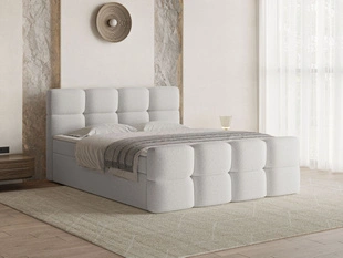 Łóżko kontynentalne z pojemnikiem na pościel 160x200 Rivon Jasnoszare