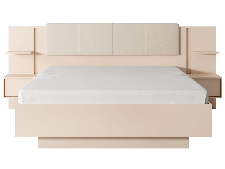 Łóżko drewniane szafkami nocnymi 160x200 Dego Beżowe