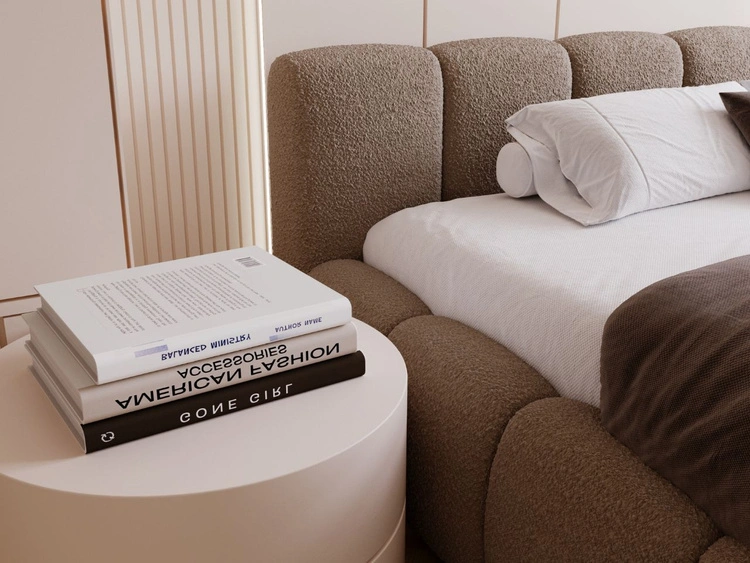 Łóżko tapicerowane z pojemnikiem i stelażem 120x200 Cloud Low brązowe