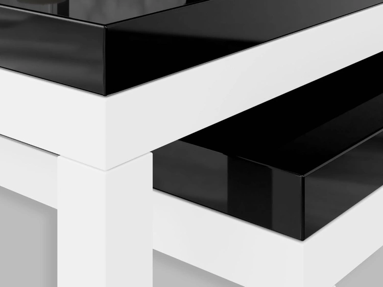 Stolik kawowy na białym stelażu Asumi Czarny Połysk 40x46