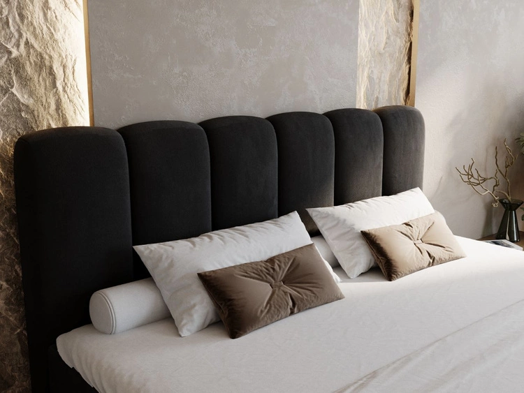 Łóżko kontynentalne z pojemnikiem na pościel 180x200 Cloud czarny