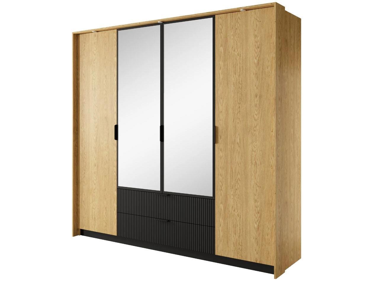 Szafa czterodrzwiowa z drzwiami uchylnymi Bolzano Dąb Bałtycki, Czarna