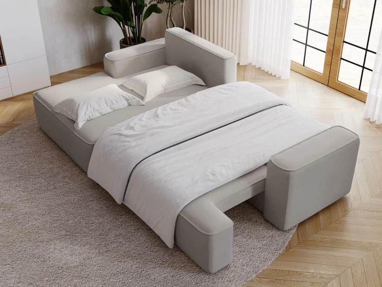 Narożnik L Lewy z funkcją spania i pojemnikiem California Jasnoszary