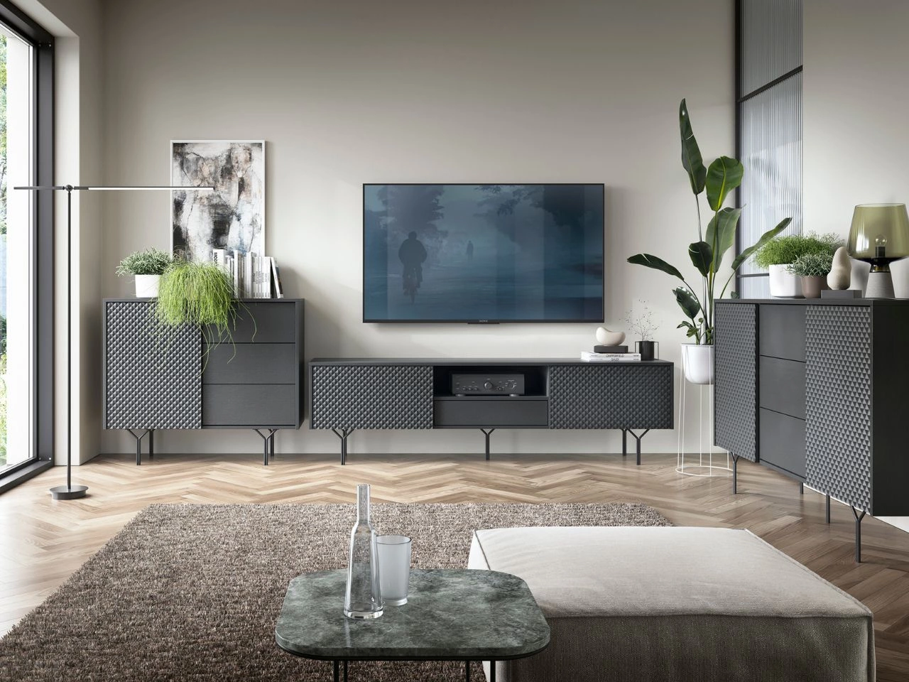 Zestaw mebli do salonu Ravi Czarny