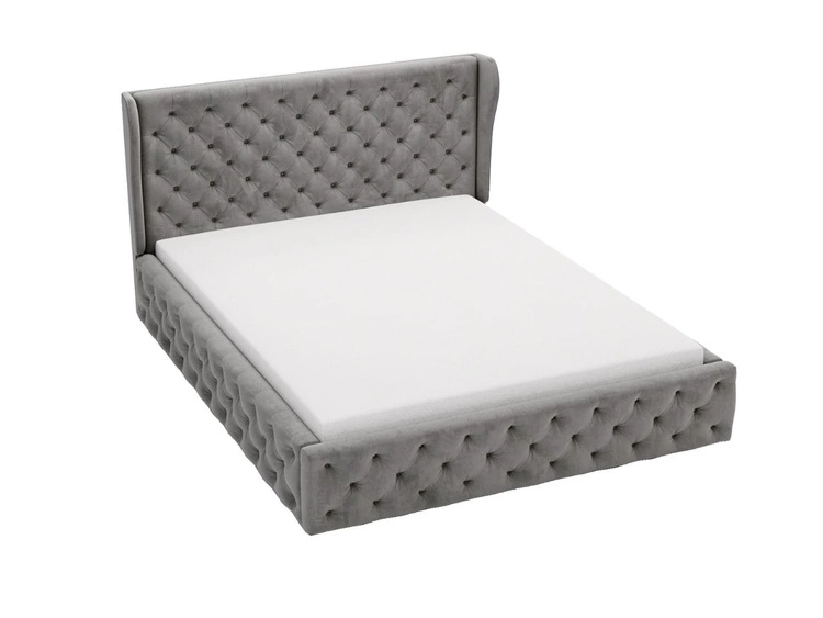 Łóżko tapicerowane z pojemnikiem na pościel i stelażem 120x200 Kingston Szare