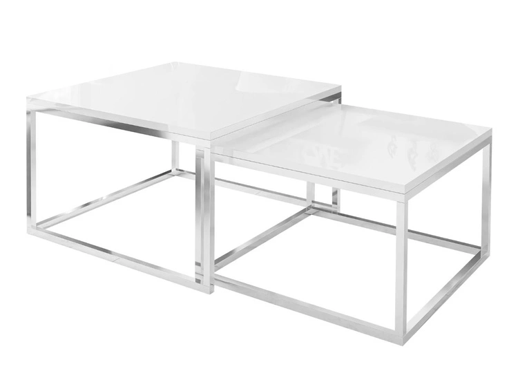 Stolik kawowy na chromowanym stelażu Asumi Biały Połysk 36x42