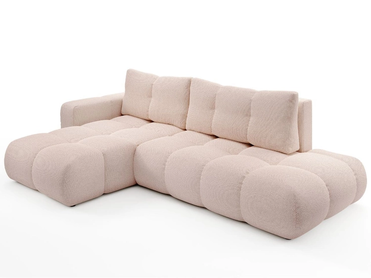 Narożnik L Lewy z funkcją spania i pojemnikiem Sile L Jasnoróżowy