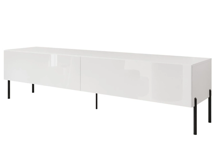Szafka RTV pod telewizor z drzwiczkami na czarnych nóżkach 175 cm Sorelle Biały połysk