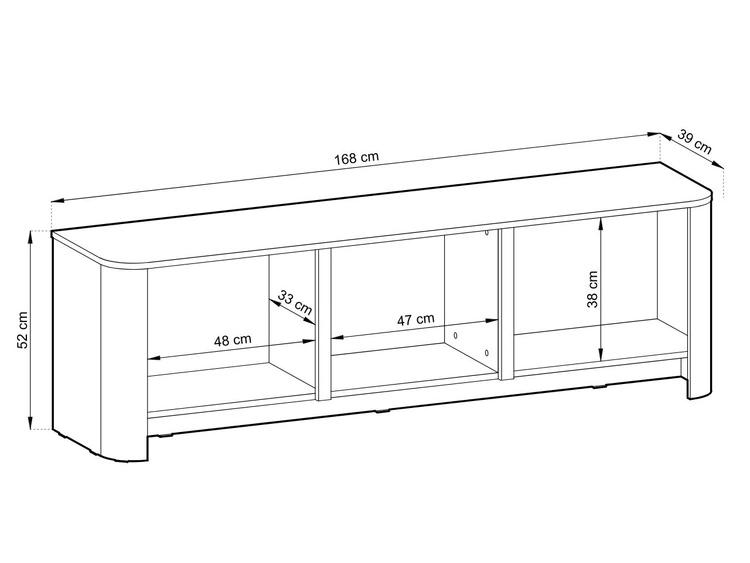 Szafka RTV ze złotą listwą dekoracyjną do salonu Brillo Kaszmir