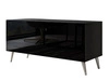 Szafka RTV pod telewizor z drzwiczkami na srebrnych nóżkach 100 cm Noaé Czarny połysk 