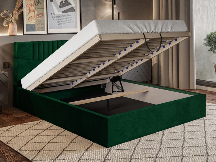 Łóżko tapicerowane z pojemnikiem i stelażem 140x200 Lido bezowy