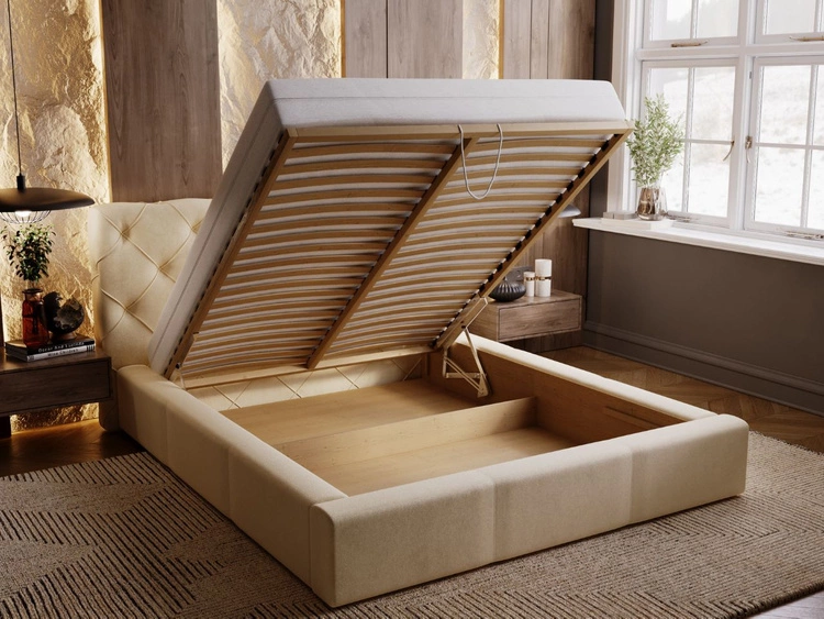 Łóżko tapicerowane z pojemnikiem na pościel 180x200 Milano Beżowe