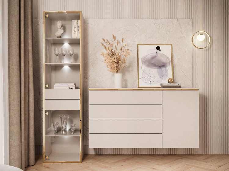 Zestaw mebli do salonu z oświetleniem LED w stylu glamour Evare Kaszmir