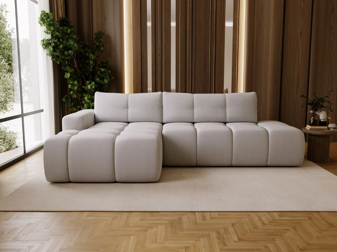 Narożnik L Prawy z funkcją spania i pojemnikiem Montero Szary