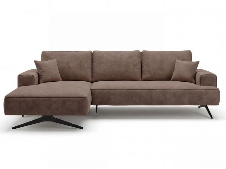 Narożnik L Lewy na metalowych nóżkach Leto brązowy