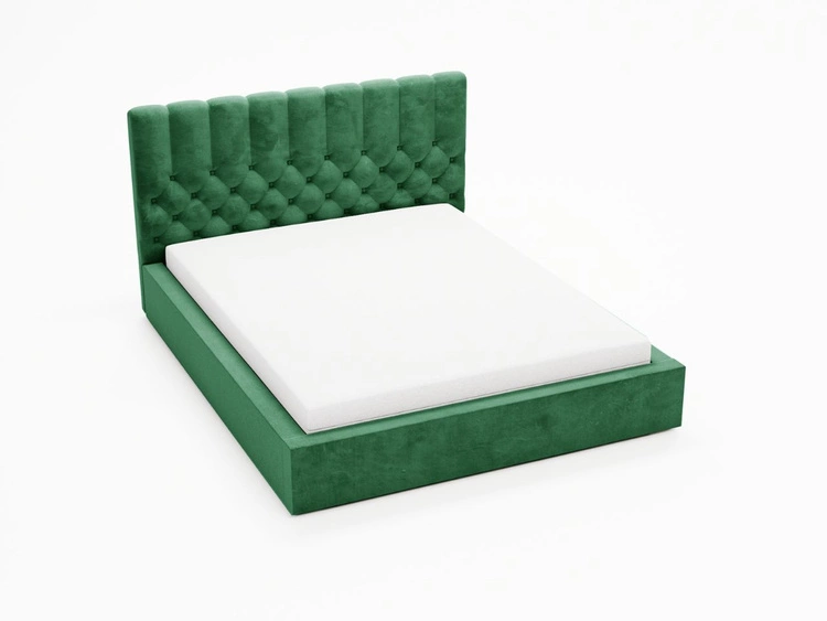 Łóżko tapicerowane z pojemnikiem i stelażem 200x200 cm Roma Zielone