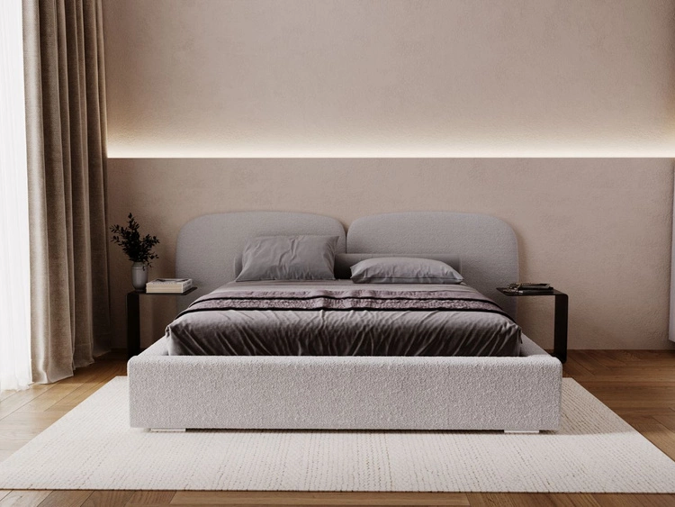 Łóżko tapicerowane z pojemnikiem i stelażem 140x200 Palermo Jasnoszare