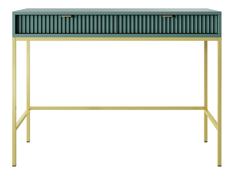 Toaletka ze złotymi metalowymi nogami Amber zielona
