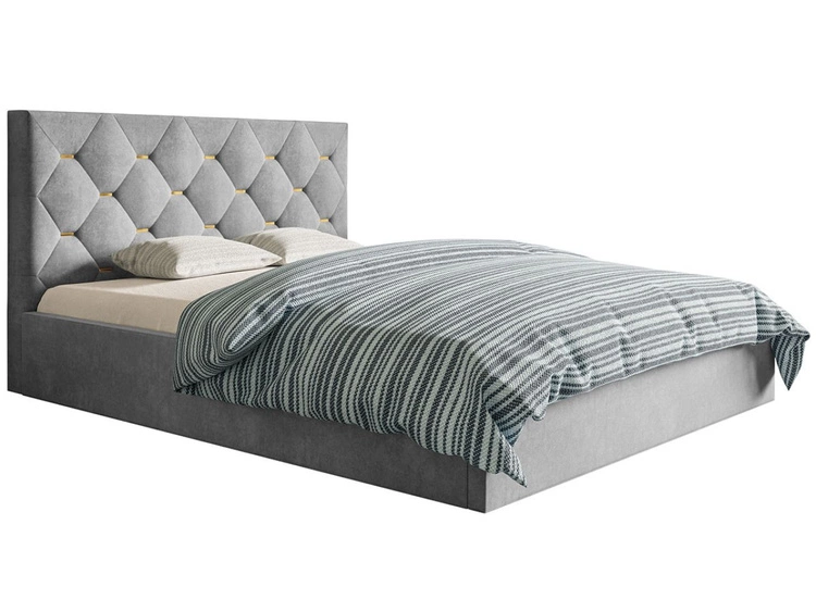 Łóżko tapicerowane z pojemnikiem i stelażem 120x200 Salento jasnoszare