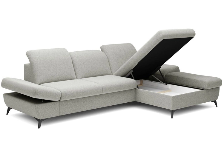 Narożnik L Prawy z funkcją spania i pojemnikiem Hannover Jasny szary