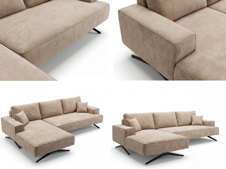 Narożnik L Lewy na metalowych nóżkach Leto beżowy