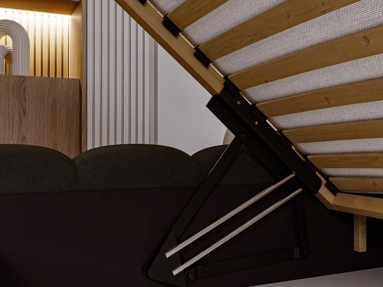 Łóżko tapicerowane z pojemnikiem i stelażem 160x200 Averia Ciemny szary