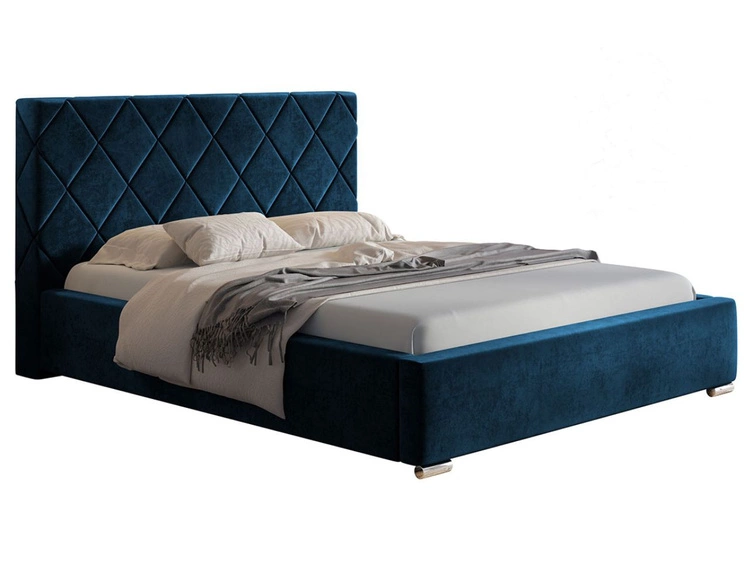 Łóżko tapicerowane z pojemnikiem i stelażem 120x200 Taranto Ciemnoniebieskie