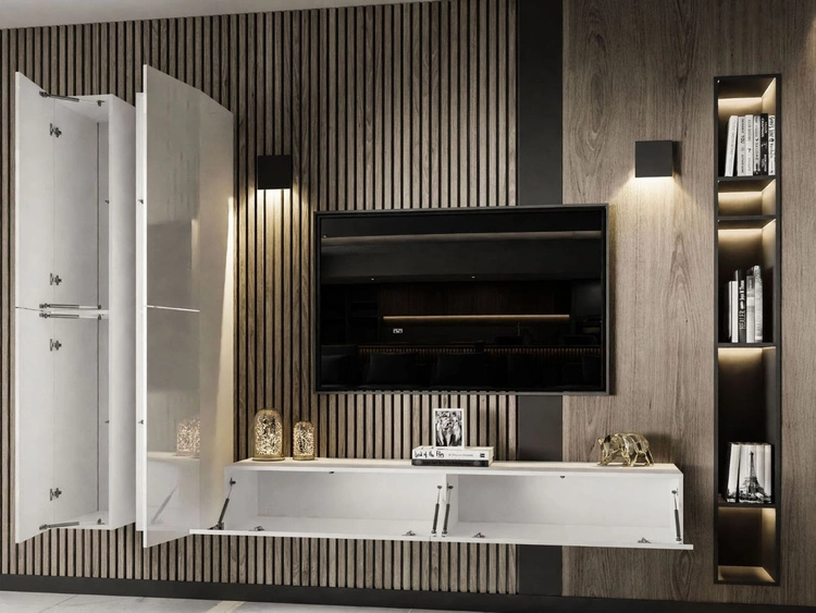 Meblościanka wisząca do salonu Sorelle Biały połysk