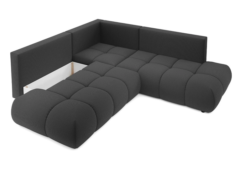 Narożnik z funkcją spania i pojemnikiem Prawy Kair Grafitowy