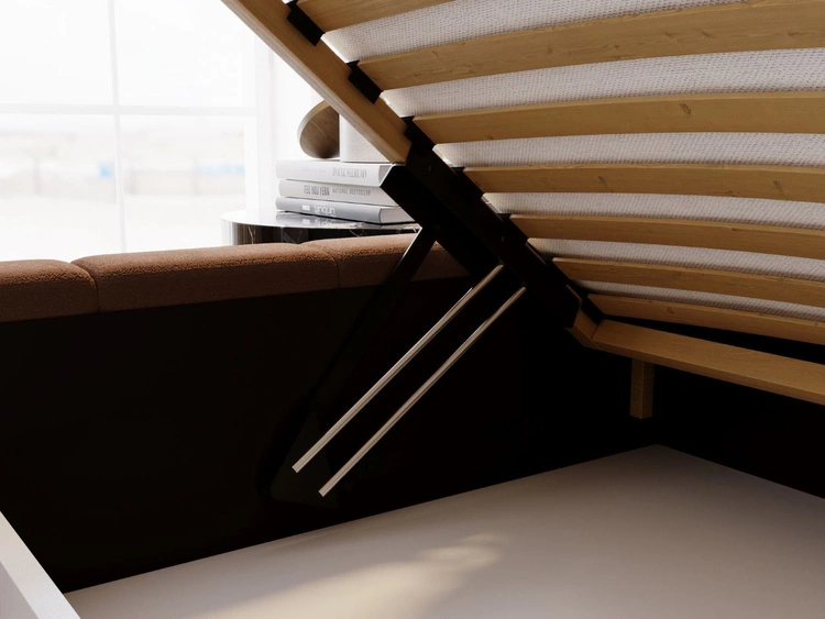 Łóżko tapicerowane z pojemnikiem i stelażem 180x200 Mellow Brązowy