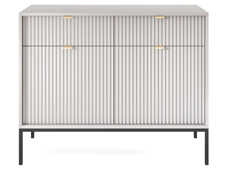 Komoda z drzwiami i szufladami Amber szara na czarnych nogach