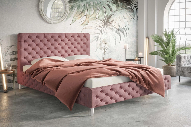 Łóżko glamour na nóżkach 120x200 Sitaro Różowy