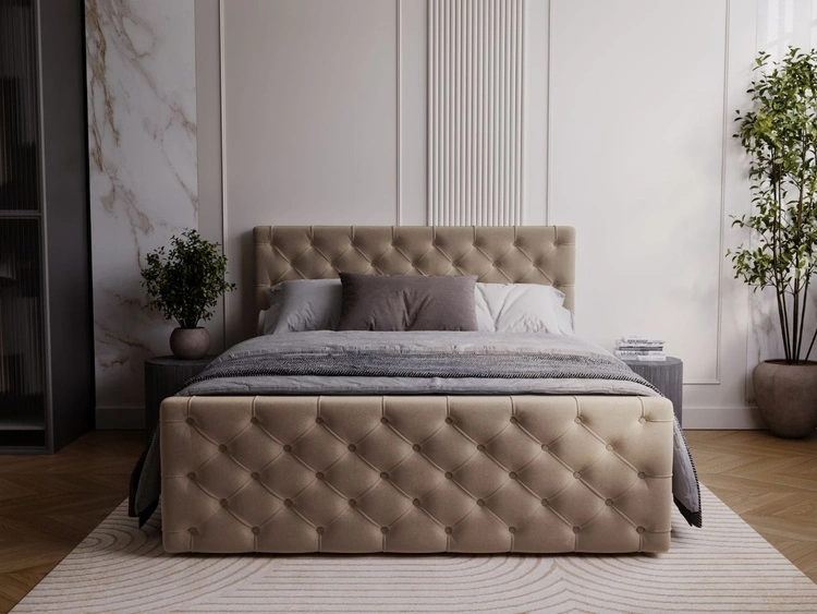 Łóżko kontynentalne z pojemnikiem na pościel 120x200 Montego Brązowe