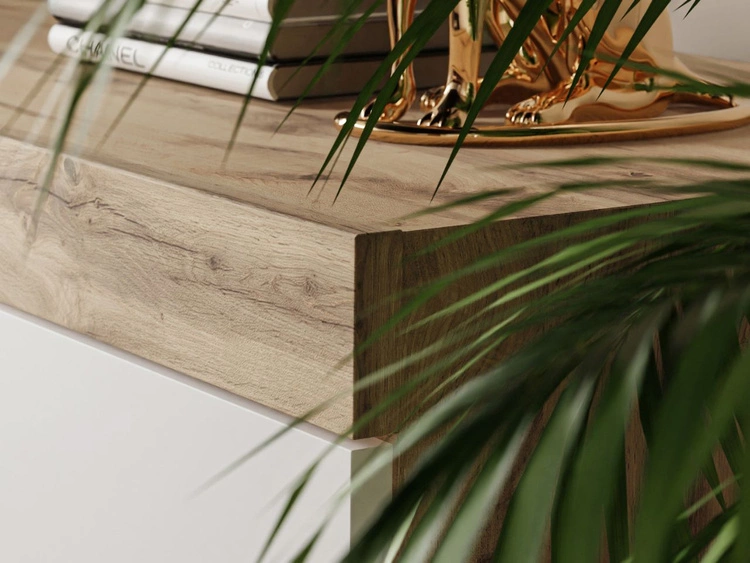 Dwudrzwiowa komoda 164 cm w stylu loft Asumi biały mat i dąb wotan