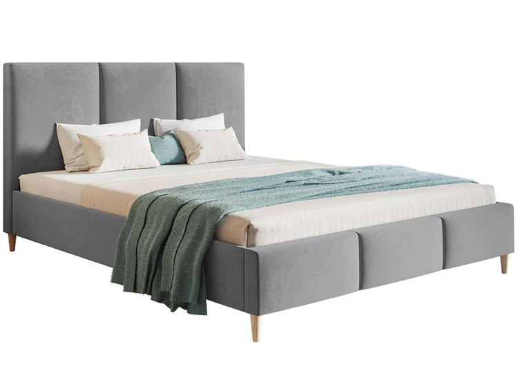 Łóżko tapicerowane ze stelażem 160x200 Trio Szary