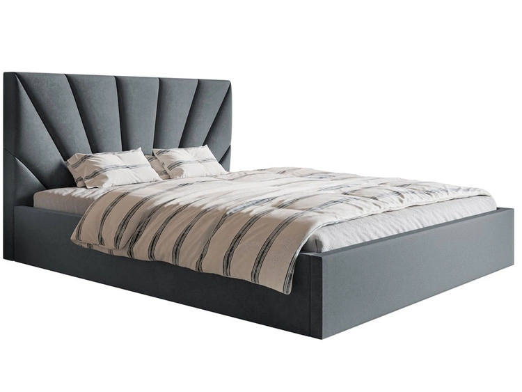 Łóżko tapicerowane z pojemnikiem i stelażem 140x200 Orlo ciemnoszare